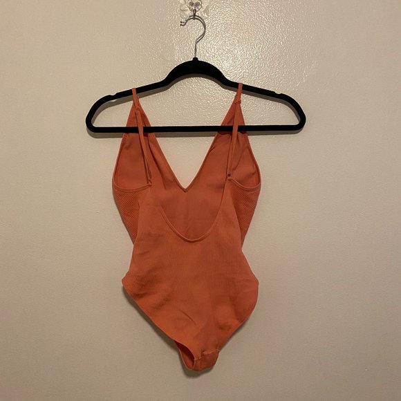 Ribbed Plunge Spaghetti Strap Bodysuit - Picture 3 of 5